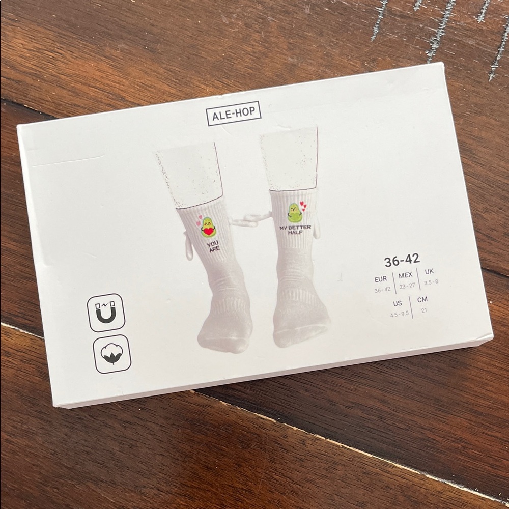 White Crew Socks Magnetic - Cute Avocado Design